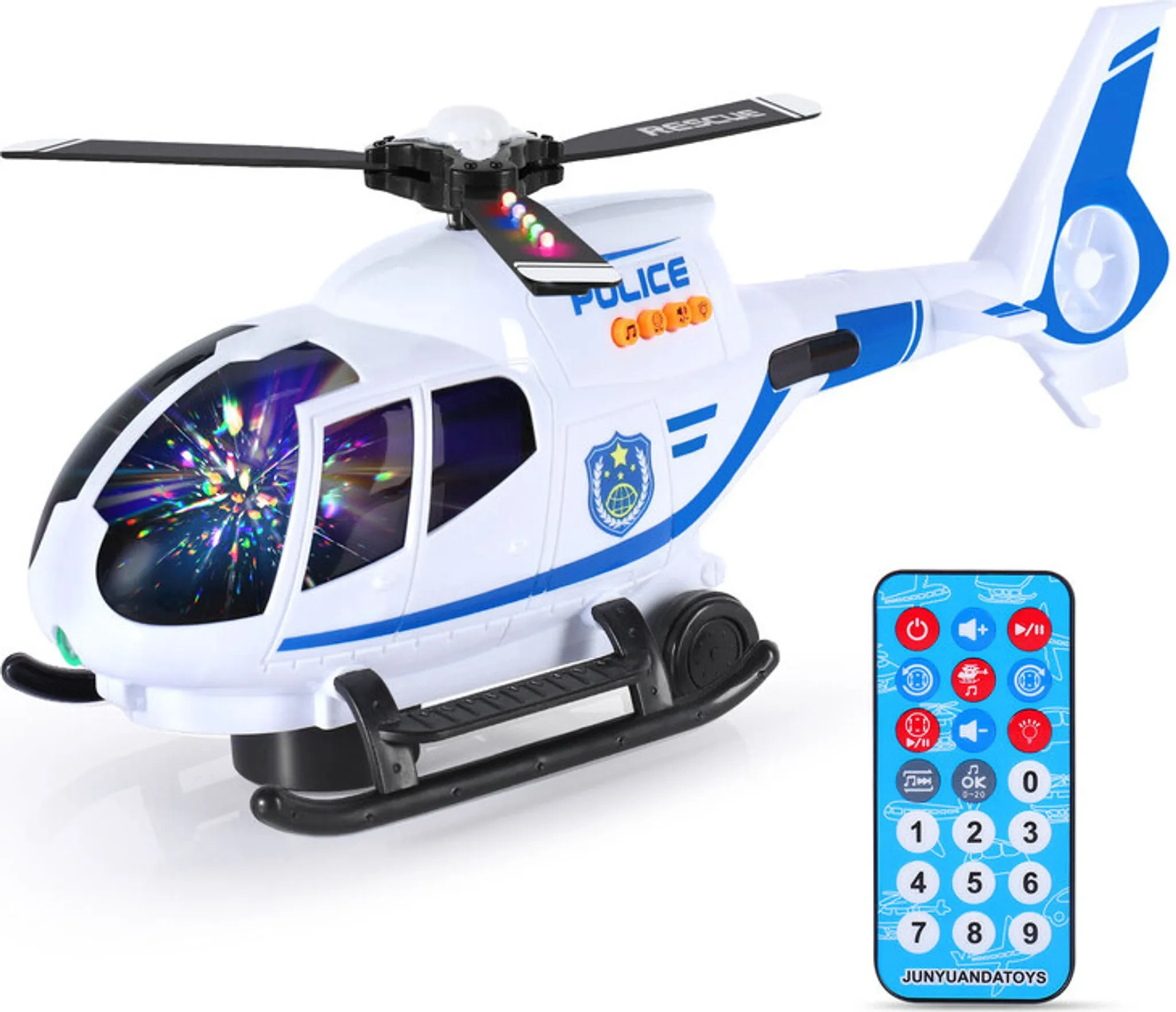 Hubschrauber Spielzeug mit LED-Blinklichtern & Sounds – Weiß