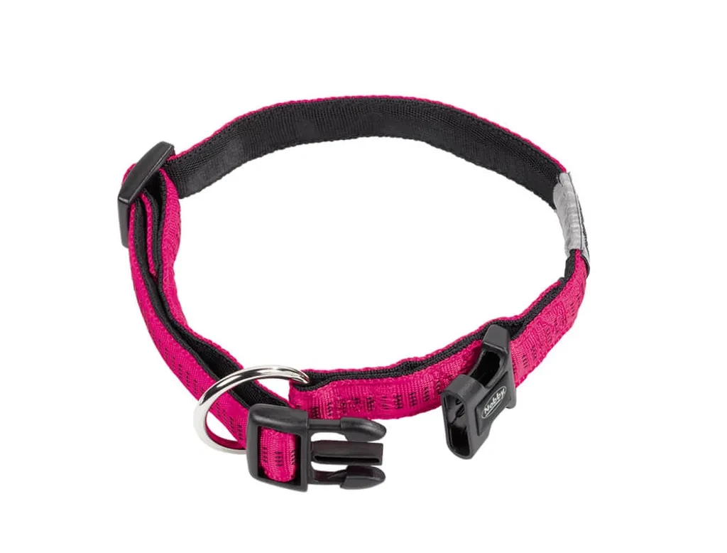 Hundehalsband „Soft Grip“ – XS (20–30 cm), Breite 10 mm, Fuchsia/Schwarz
