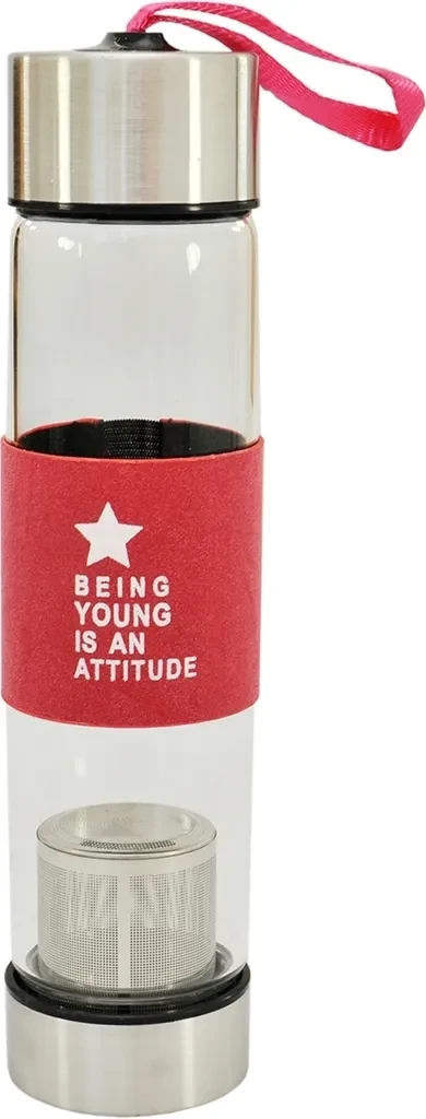 Trinkflasche aus Glas 0,3 L – „Being Young“, HTI‑Line